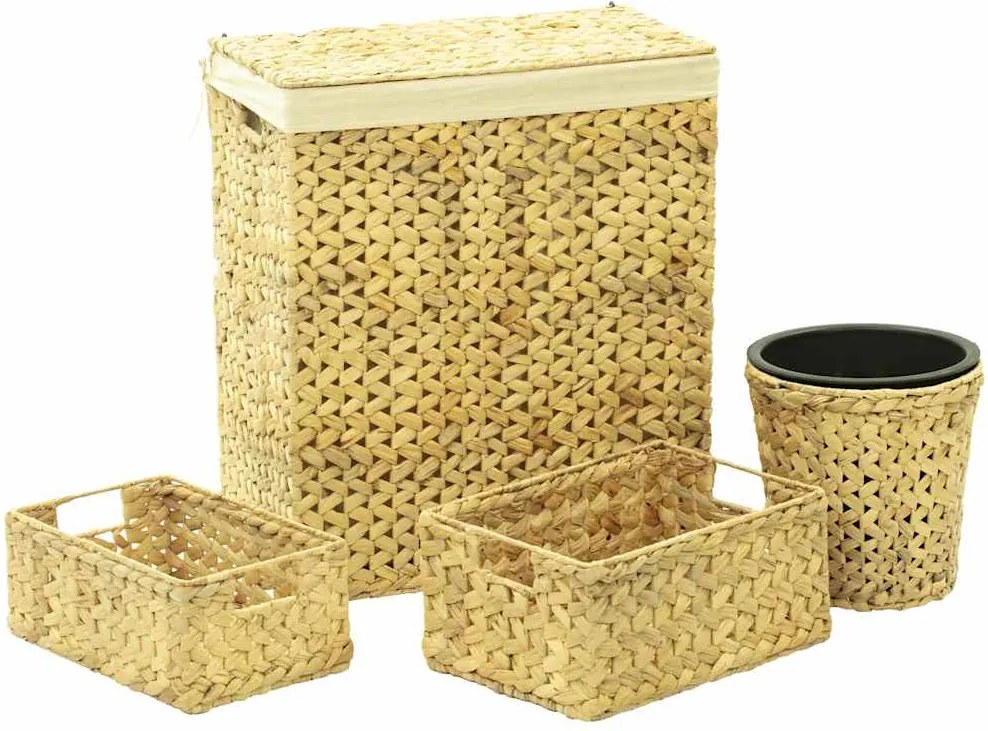 vidaXL 4 pcs conjunto para casa de banho em jacinto de água