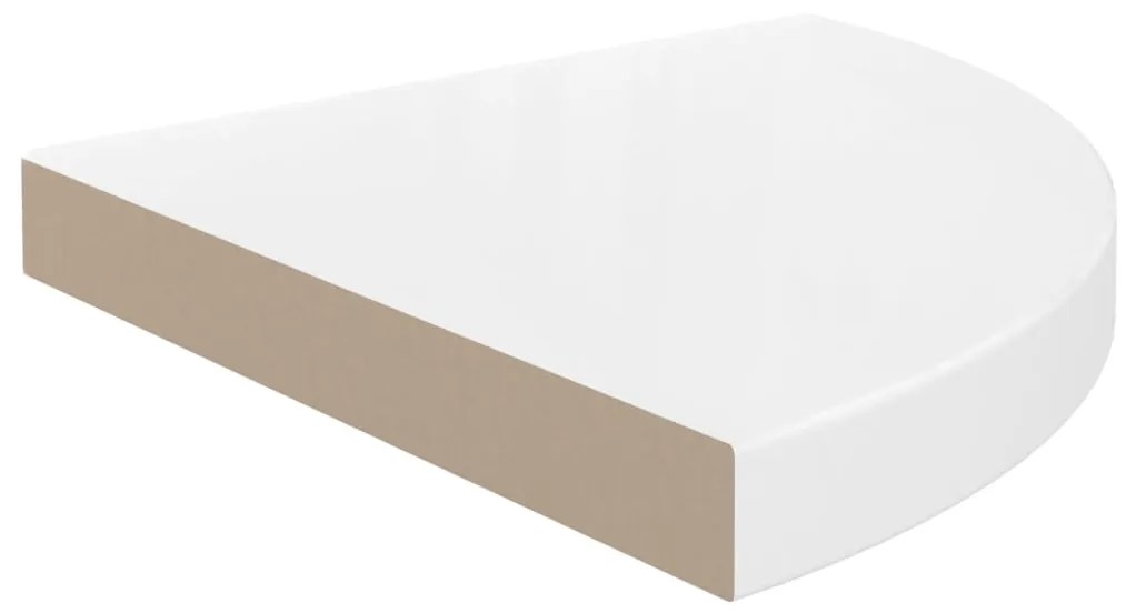 Prateleira de canto suspensa 35x35x3,8 cm MDF branco brilhante