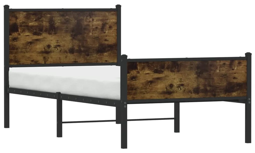 Estrutura de cama sem colchão 90x190 cm metal carvalho fumado