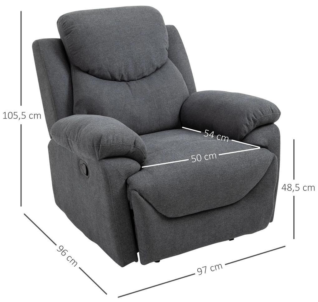 Cadeira Reclinável Ergonômica 150 ° Apoio para os pés Almofada Acolchoada 97x96x105,5 Cinza