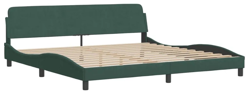Cama com colchão 200x200 cm veludo verde-escuro