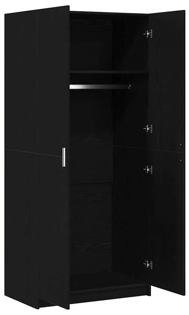 Guarda-roupas Preto Carvalho 80x51x180 cm Madeira de engenharia