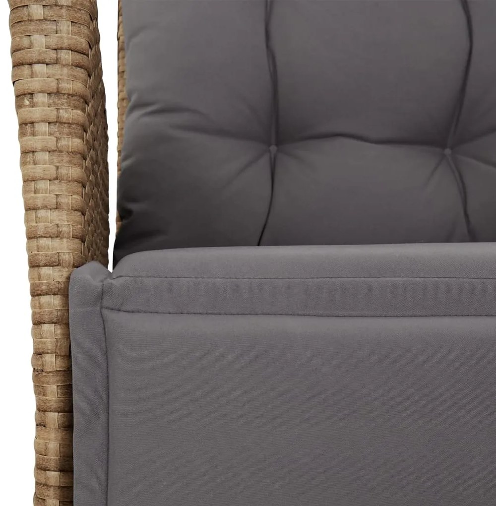 9 pcs conjunto de jantar p/ jardim com almofadões vime PE bege