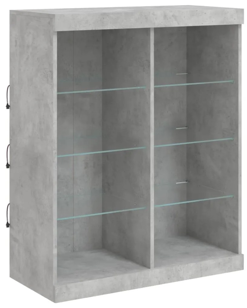 Aparador com luzes LED 202x37x100 cm cinzento cimento