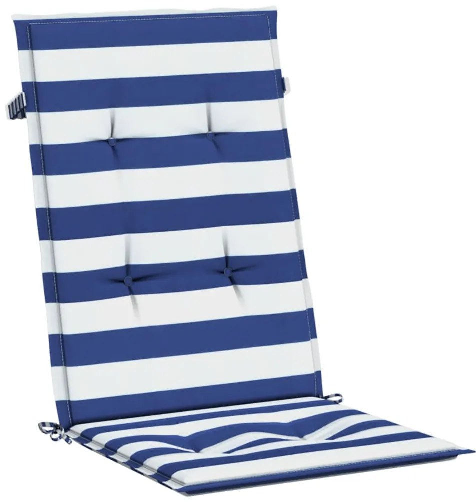 Almofadões cadeira encosto alto 6 pcs tecido riscas azul/branco