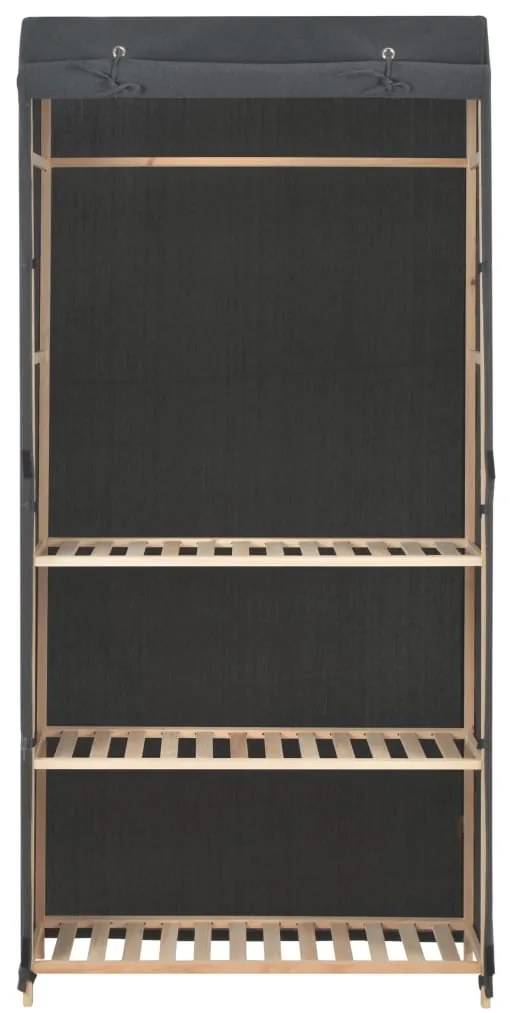 Roupeiro com 3 prateleiras 79x40x170 cm tecido cinzento