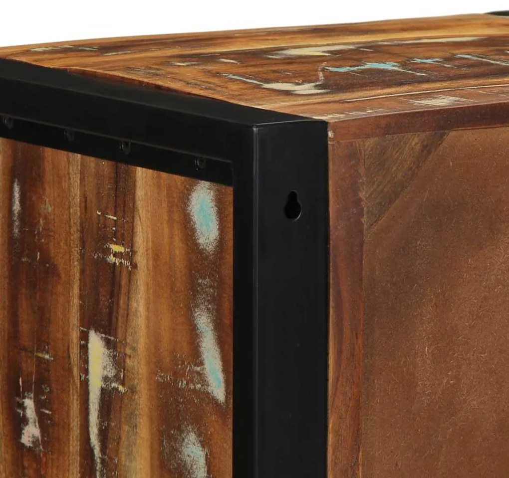 Mesa de cabeceira multicor 40x35x40cm madeira maciça recuperada