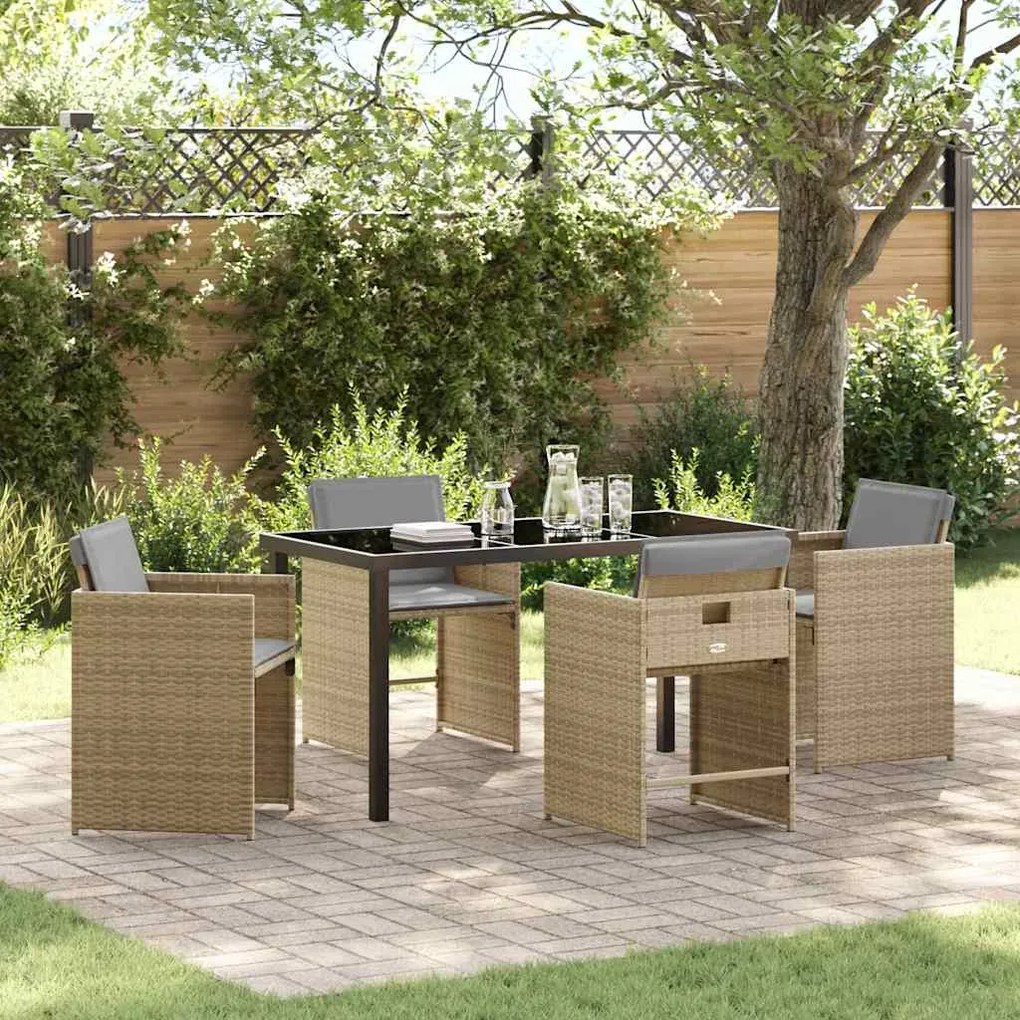 vidaXL Conjunto de Jantar para Jardim 5 pcs Bege vime PE