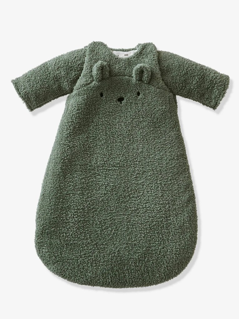 Saco de bebé com mangas amovíveis, Urso Green Forest verde-salva