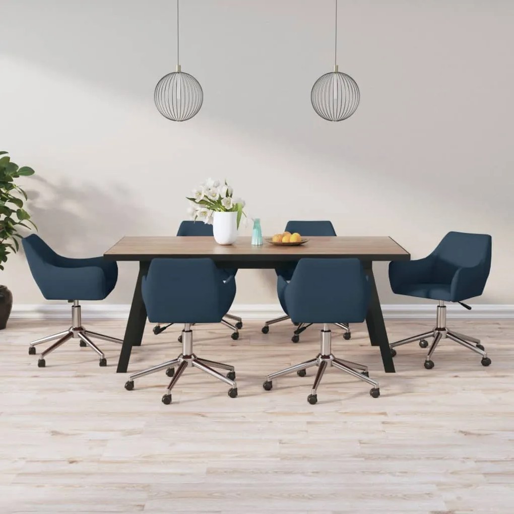 vidaXL Cadeiras de jantar giratórias 6 pcs tecido azul