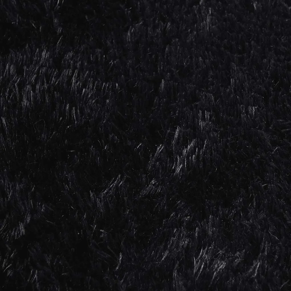 Tapete shaggy de pelo alto NAVARRA 100x100 cm poliéster preto