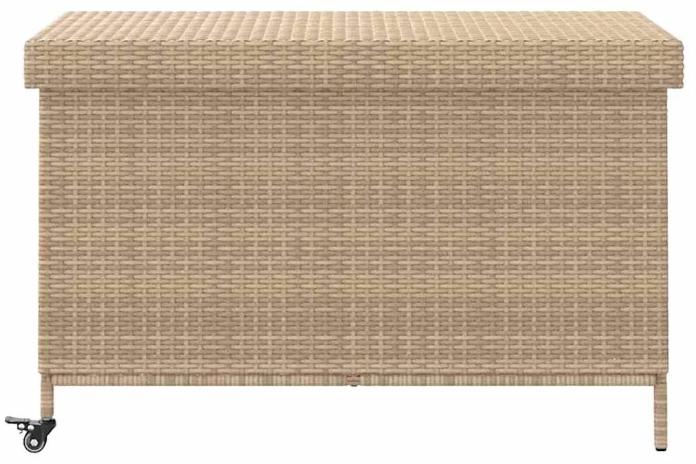 Caixa de arrumação com rodas 110x55x73cm vime PE bege misturado
