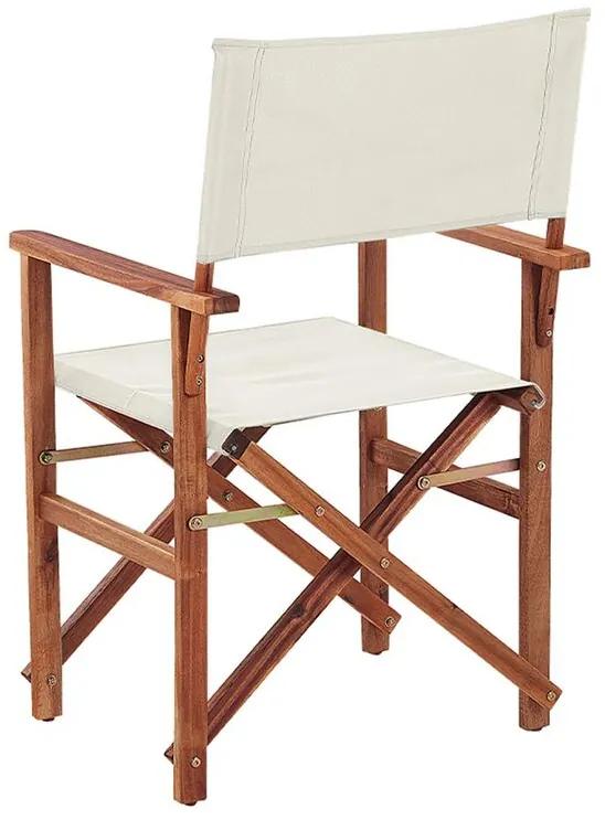 Conjunto 2 cadeiras madeira escura e 2 lonas creme e padrão flamingo CINE Beliani