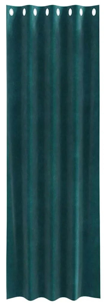Cortinas blackout vidaXL com ilhós 2 pcs Veludo Verde Escuro