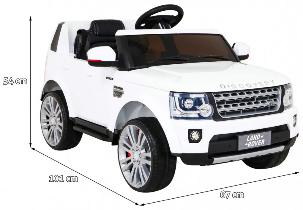 Carro elétrico para Crianças 12V Land Rover Discovery Rodas Eva, Assento de couro Branco