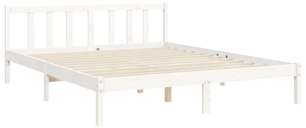 Estrutura de cama King Size com cabeceira madeira maciça branco