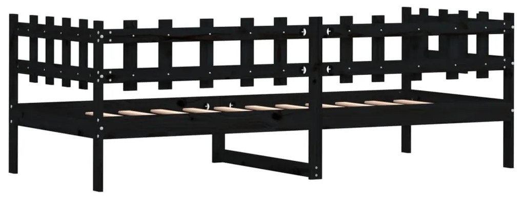 Sofá-cama 90 x 200 cm madeira de pinho maciça preto