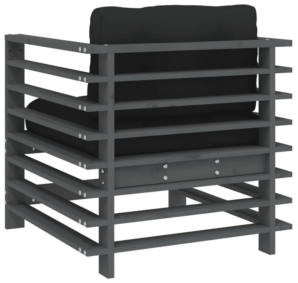 Cadeiras de jardim c/ almofadões 2 pcs pinho maciço cinzento