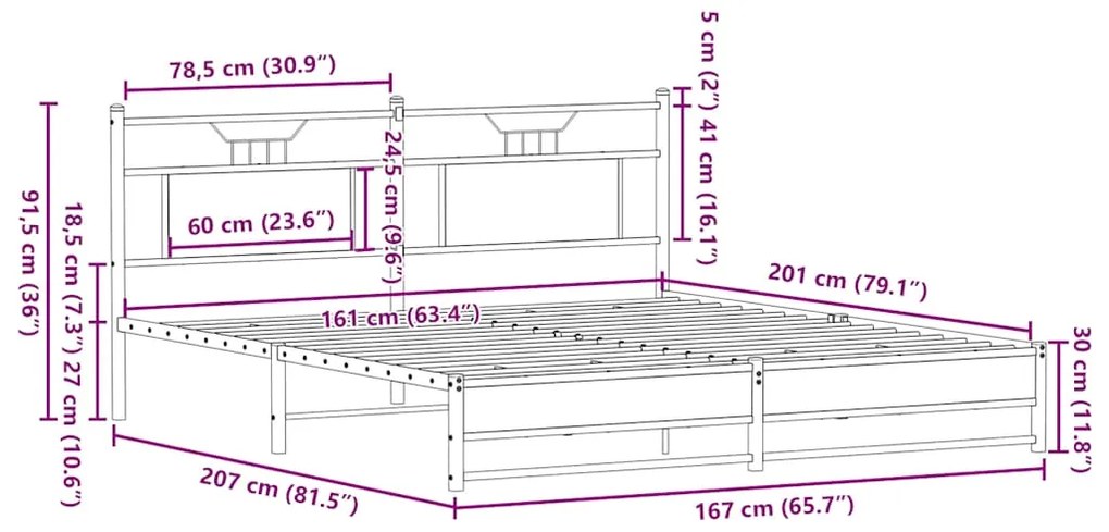 Estrutura cama s/ colchão derivados de madeira carvalho sonoma