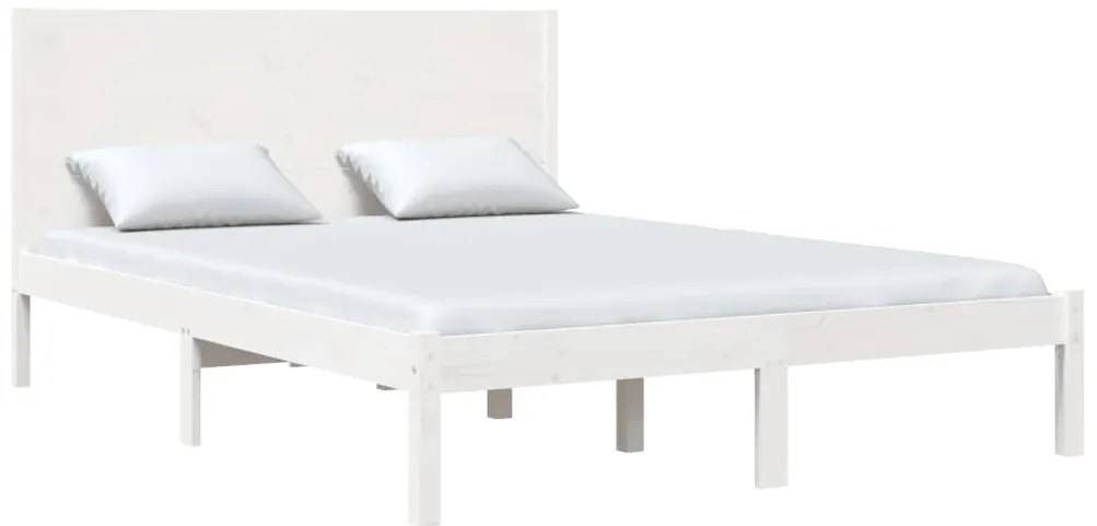 Cama sem colchão 140x190 cm madeira de pinho maciça branco