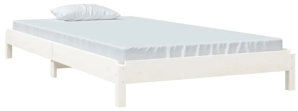 Cama empilhável 80x200 cm madeira de pinho maciça branco