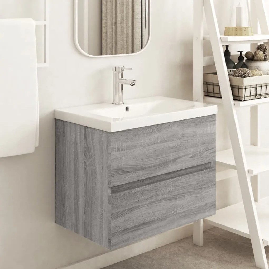 815649 vidaXL Móvel p/ lavatório 60x38,5x45 cm derivados madeira cinza sonoma