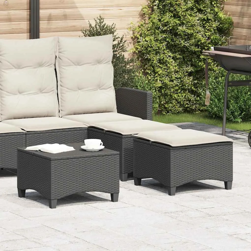 vidaXL Bancos de jardim com almofadas 2 unid 55x55x36 cm vime PE preto