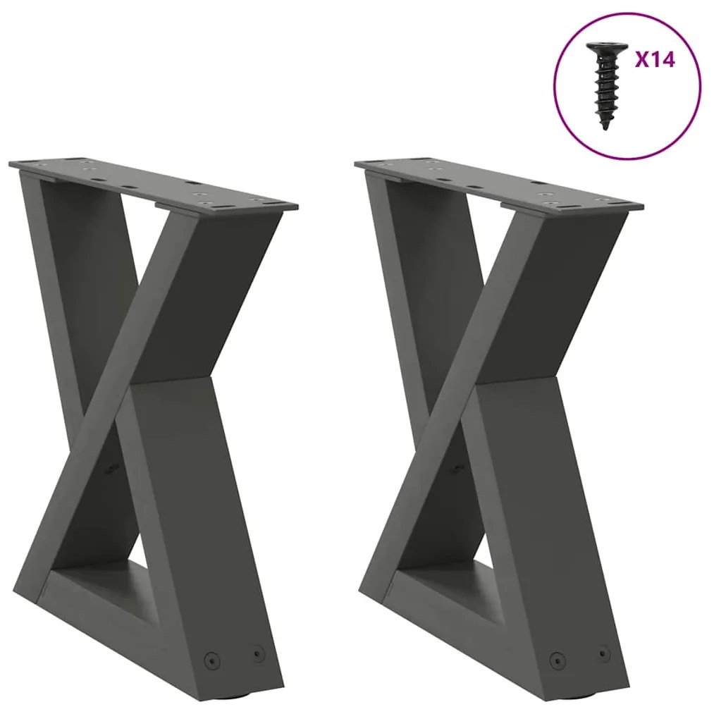vidaXL Pés para mesa de centro 2 peças antracite 30x(30-31,3) cm aço