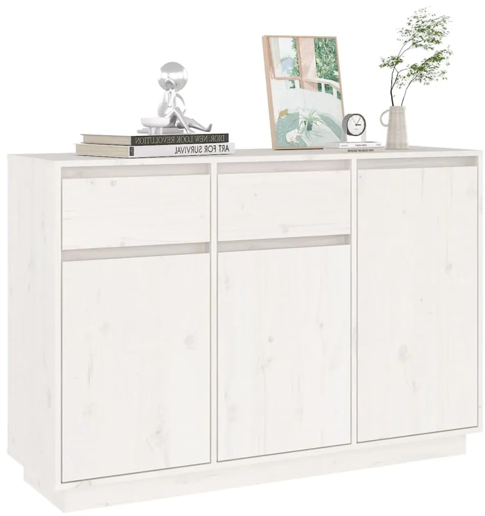 Aparador 110x34x75 cm madeira de pinho maciça branco