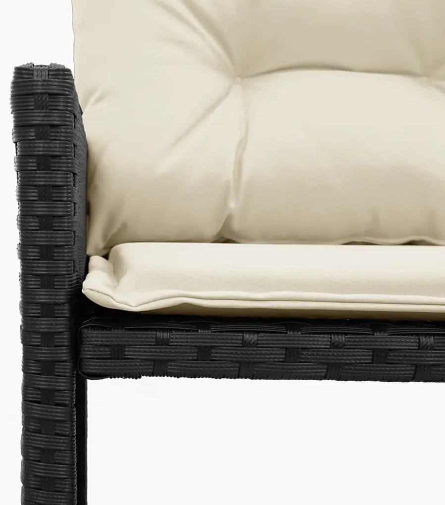 Sofá de jardim em forma de L c/ mesa e almofadões vime PE preto
