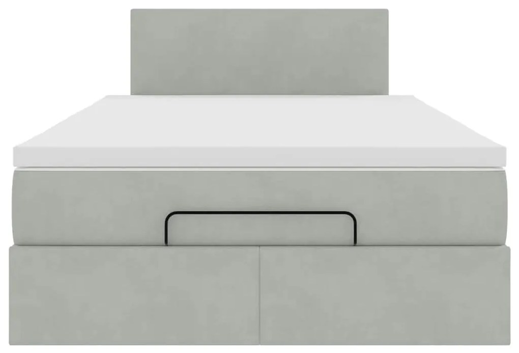 Estrutura de cama otomana com colchão cinza claro Veludo