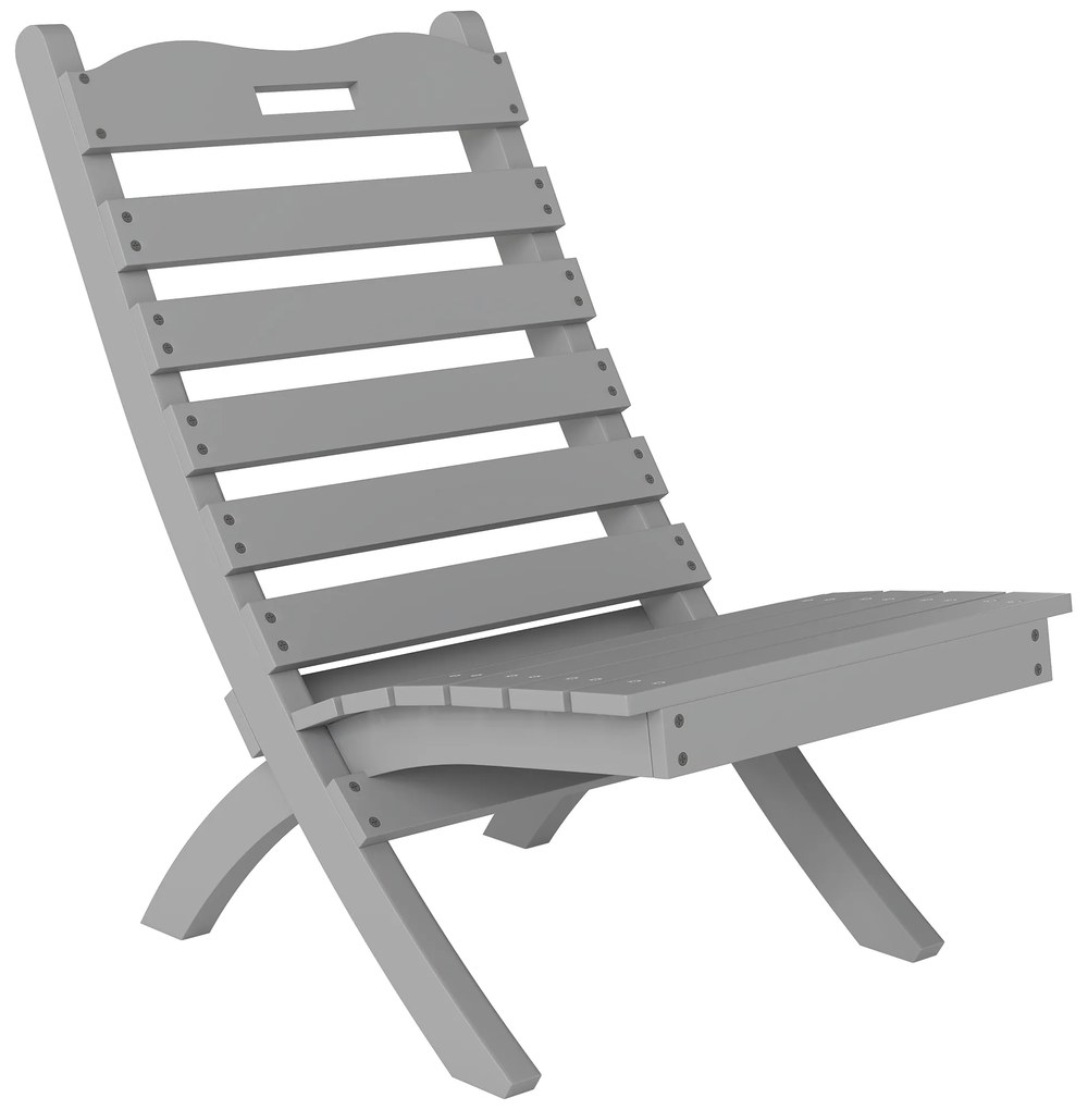 Outsunny Cadeira de Jardim em Madeira com Desenho de Ripas e Encosto Inclinado Carga 120 kg 78x48x76 cm Cinzento | Aosom Portugal