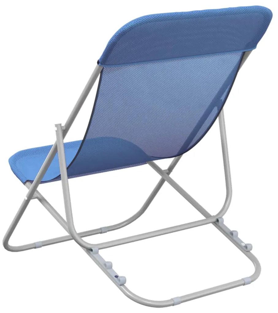 Cadeiras praia dobráveis 2pcs textilene/aço revestido a pó azul