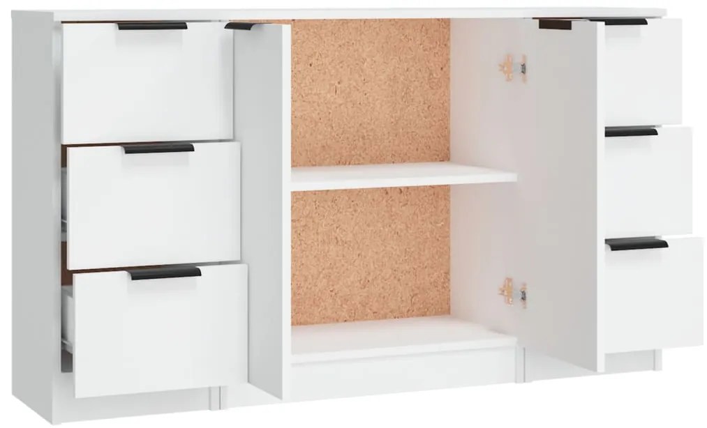Aparadores 3 pcs madeira processada branco