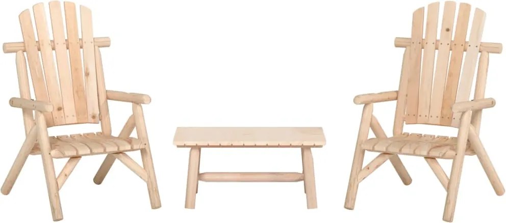 vidaXL 3 pcs conjunto lounge de jardim madeira de abeto maciça