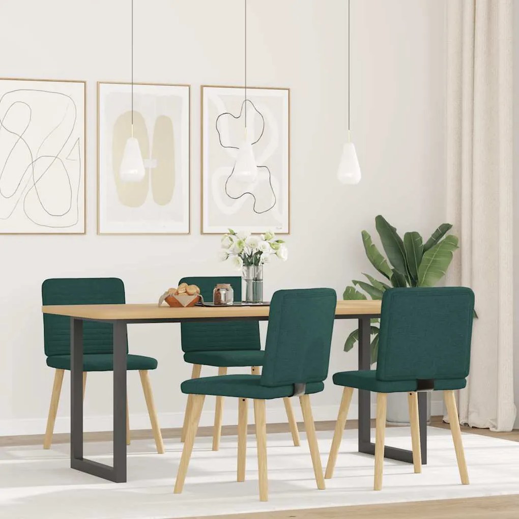 Cadeiras de jantar 4 pcs tecido verde escuro