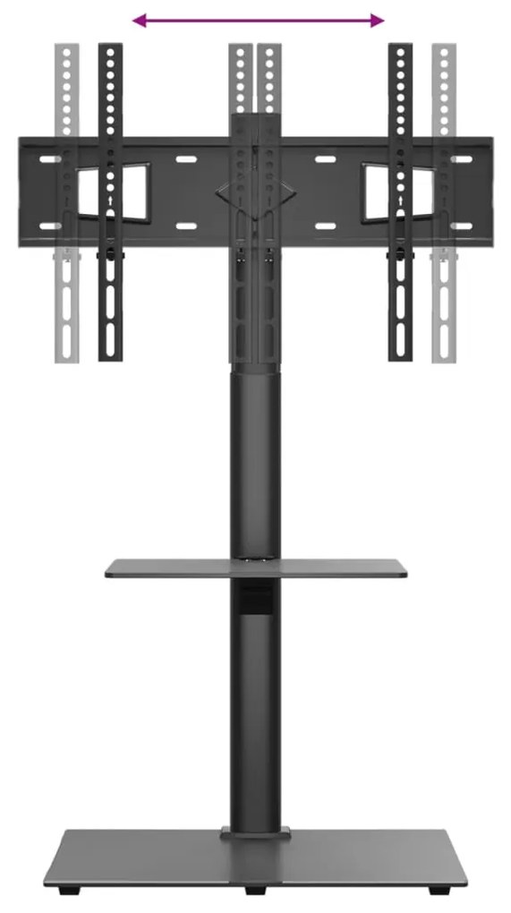 Suporte de canto para TV 32-65 polegadas c/ 2 prateleiras preto