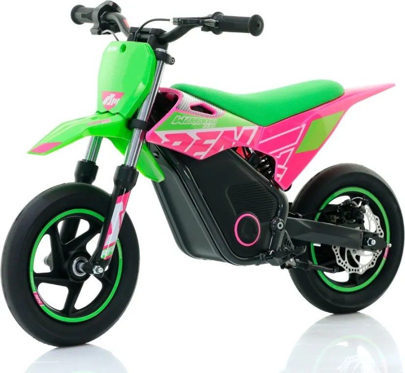 Mini moto elétrica para crianças Minicross electrica RFN Warrior SX-E250 Supermotard 250W 12/12" Até 25Km/hora cm limitador Verde/Rosa