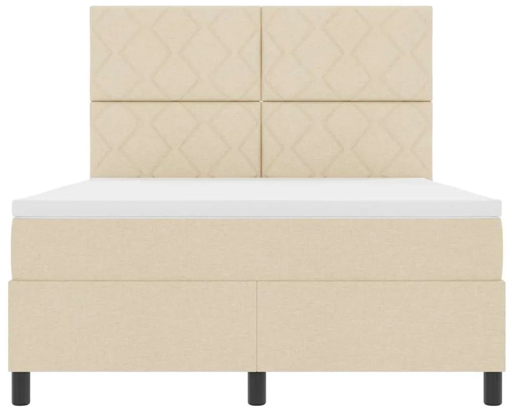 Cama Box com Colchão e LED , Creme, 140x190 cm, Tecido