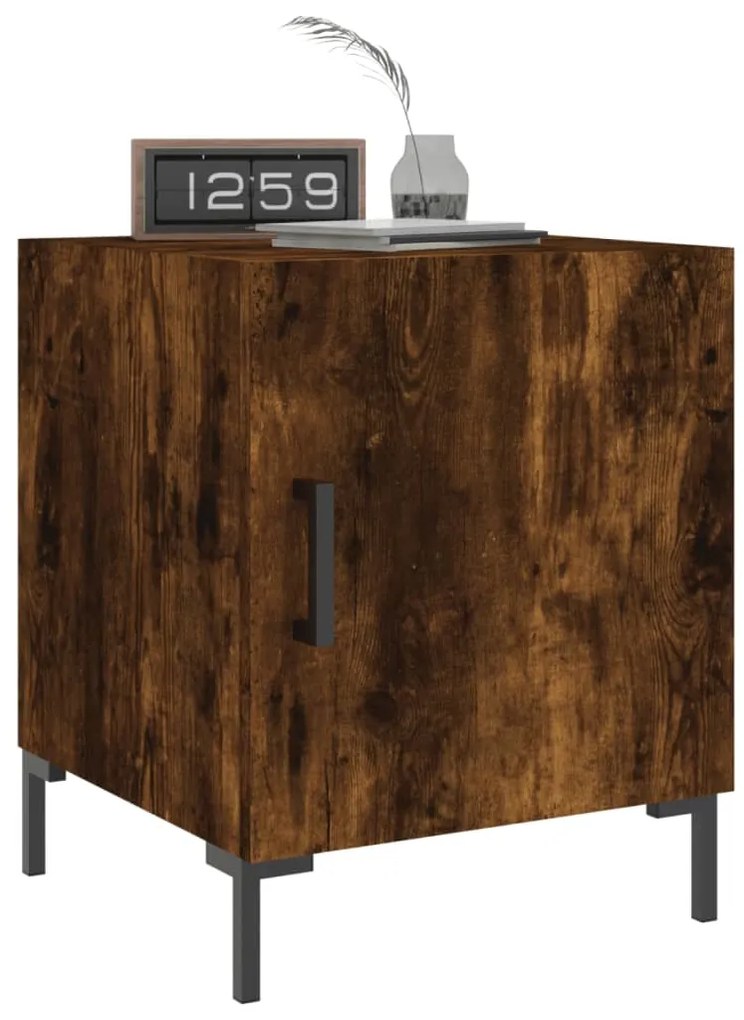 Mesa cabeceira 2pcs 40x40x50cm derivado madeira carvalho fumado