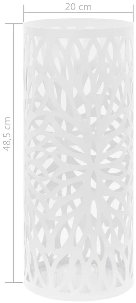 Suporte para guarda-chuvas com folhas em aço branco