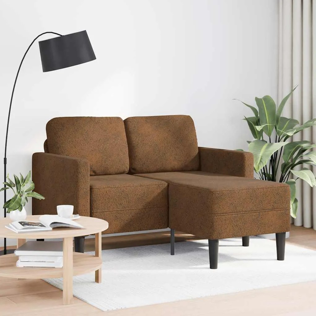 Sofá 2 lugares com Chaise em L 125 cm couro artificial castanho