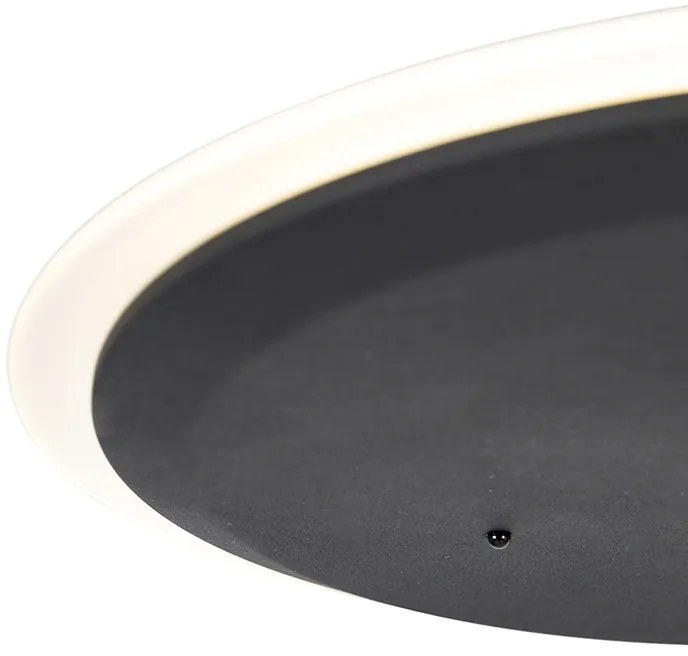 Candeeiro de pé moderno preto com LED regulável e braço de leitura - Strela