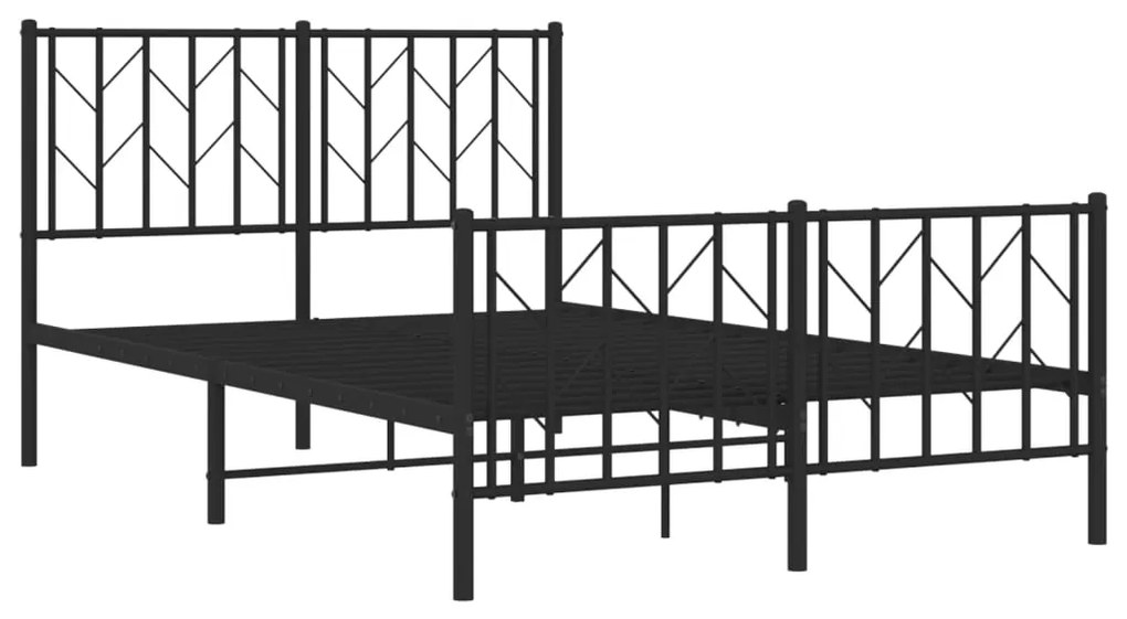 Estrutura de cama com cabeceira e pés 120x200 cm metal preto