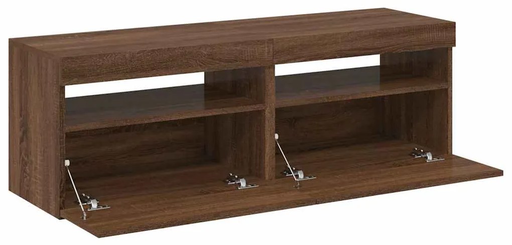 Móveis de TV 2 pcs com luzes LED 60x35x40 cm carvalho castanho