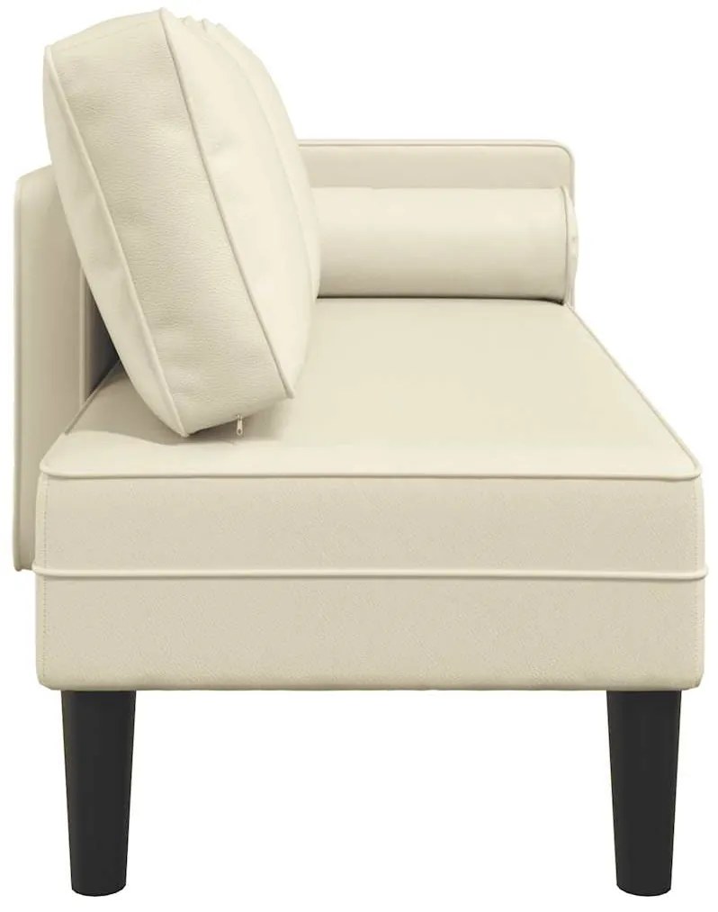 Chaise longue com almofadões couro artificial creme