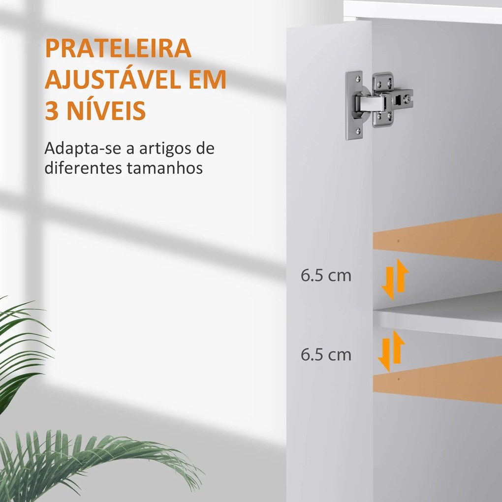Aparador de 3 Portas Estriadas Aparador de Sala de Estar com Prateleir