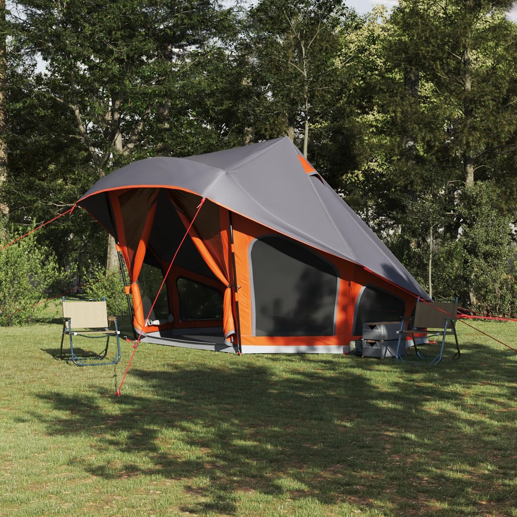 vidaXL Tenda Familiar Tipi em Cinza e Laranja para 10 Pessoas - Impermeável