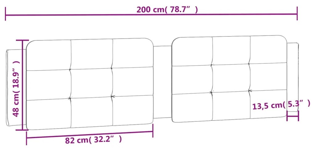 Almofadão de cabeceira 200 cm couro artificial castanho