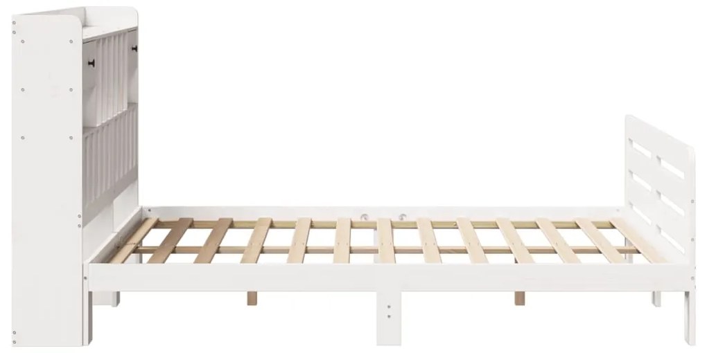 Cama com estante sem colchão 150x200 cm pinho maciço branco